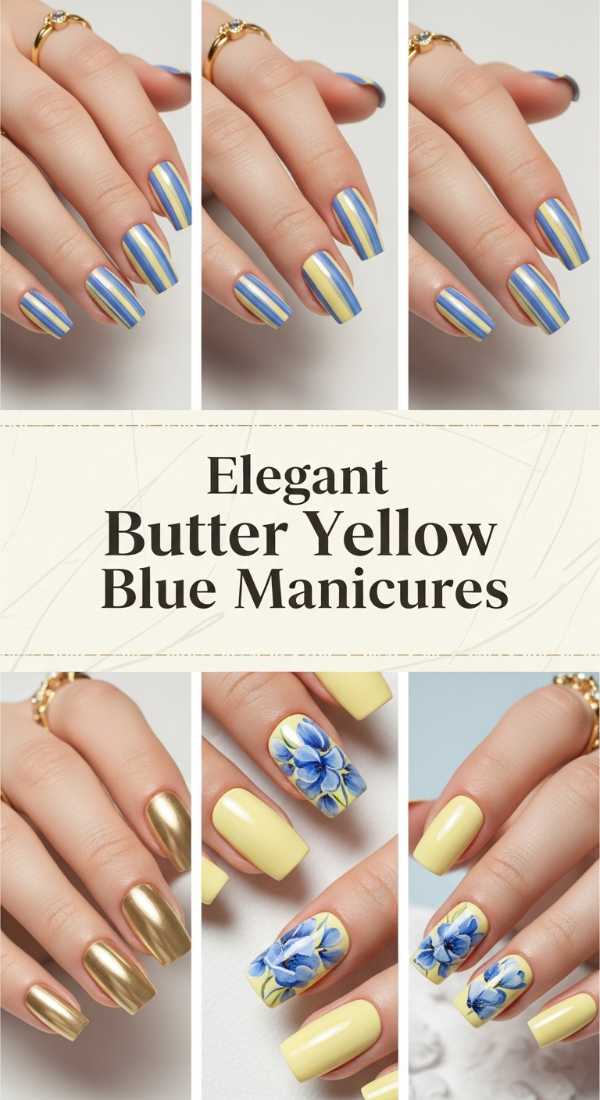 Elegant Butter Yellow Blue Manicures 69ef3c6cdabe8