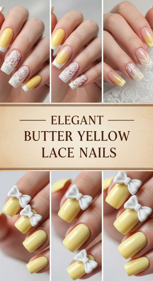 Elegant Butter Yellow Lace Nails 69ecf87f0e5f3