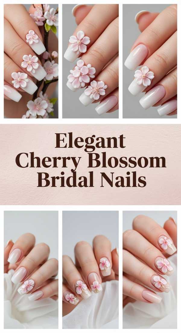 Elegant Cherry Blossom Bridal Nails 69f32b8f7870d