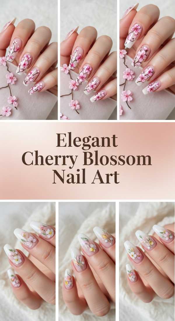 Elegant Cherry Blossom Nail Art 69ee419fda5a9
