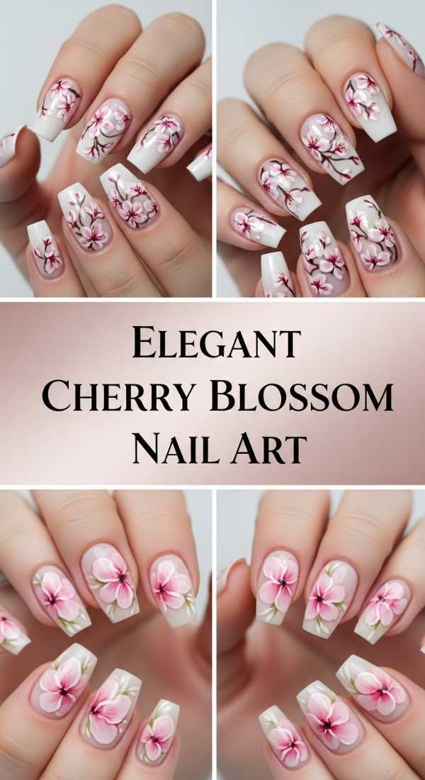 Elegant Cherry Blossom Nail Art 69ef3c6950841