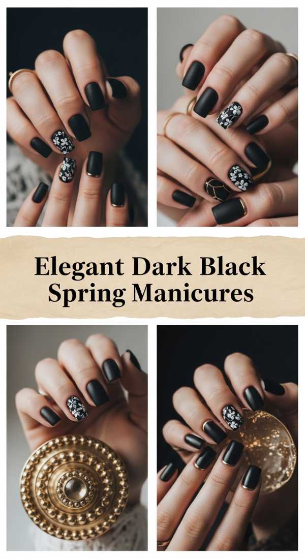 Elegant Dark Black Spring Manicures 69f24a632a289