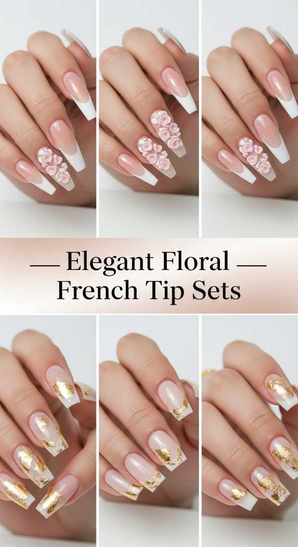 Elegant Floral French Tip Sets 69f24a6e9ef5b