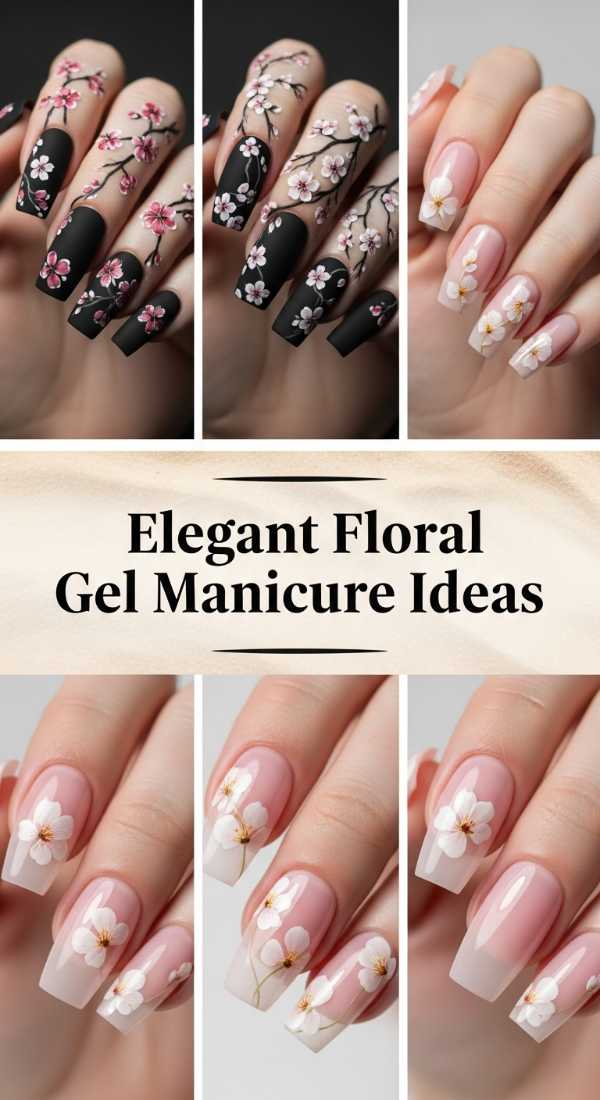 Elegant Floral Gel Manicure Ideas 69e651813f311
