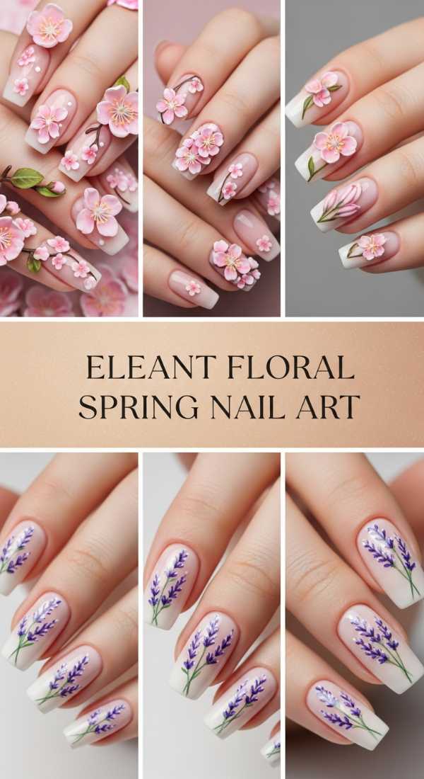 Elegant Floral Spring Nail Art