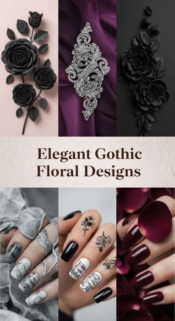 Elegant Gothic Floral Nail Designs 69ecf743883da