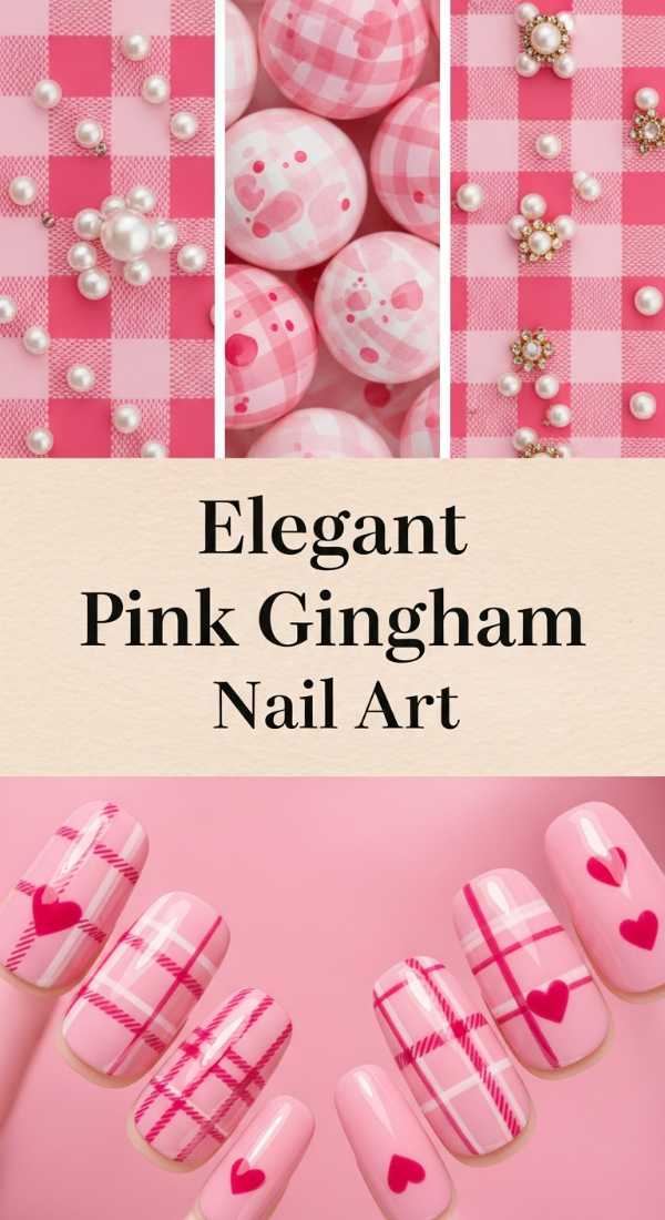 Elegant Pink Gingham Nail Art 69ee41835d7ec