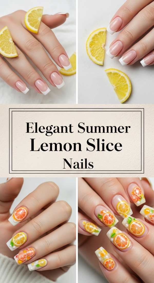 Elegant Summer Lemon Slice Nails 69ecf73c50f9e