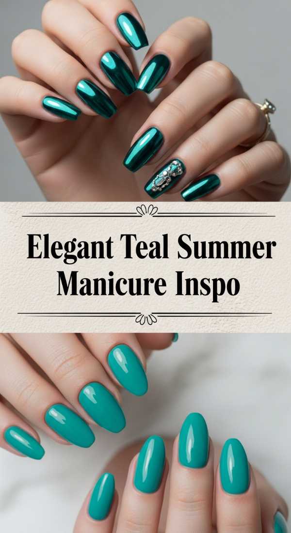 Elegant Teal Summer Manicure Inspo 69ece5a3bfa59