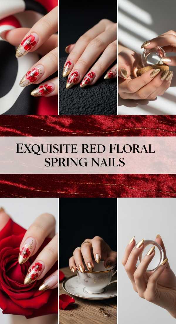 Exquisite Red Floral Spring Nails 69f24a638be6a
