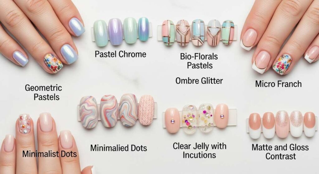 featured: 10 must have nail designs for april 2026: from pastel chromes to bio florals