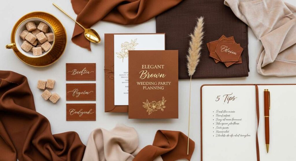 featured: brown is the new neutral: 5 tips for an elegant wedding party