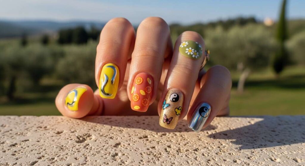 featured: citrus, charms, and chrome: why we’re obsessed with y2k tuscan nails