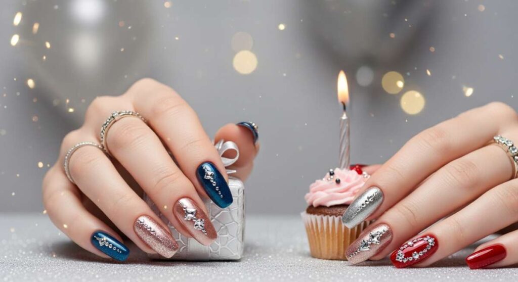featured: diamonds and gel: luxury birthday manicure tutorials that wow
