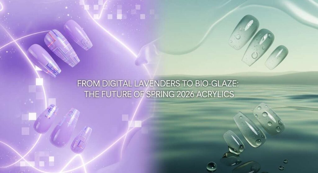featured: from digital lavenders to bio glaze: the future of spring 2026 acrylics