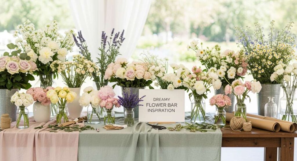 featured: from garden to guest: how to style a dreamy flower bar