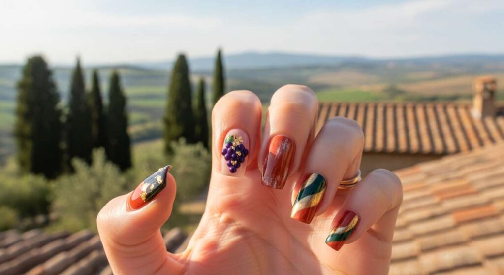 featured: grapes, gold, and terracotta: how to rock the 2000s tuscan nail aesthetic