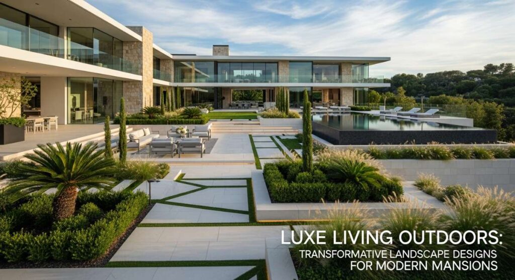 featured: luxe living outdoors: transformative landscape designs for modern mansions