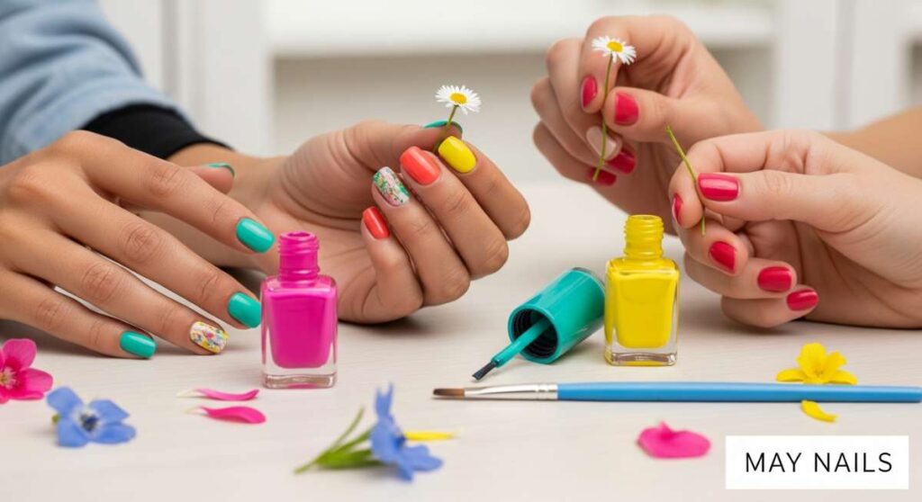 featured: may day manicures: bright colors and botanical prints to rock