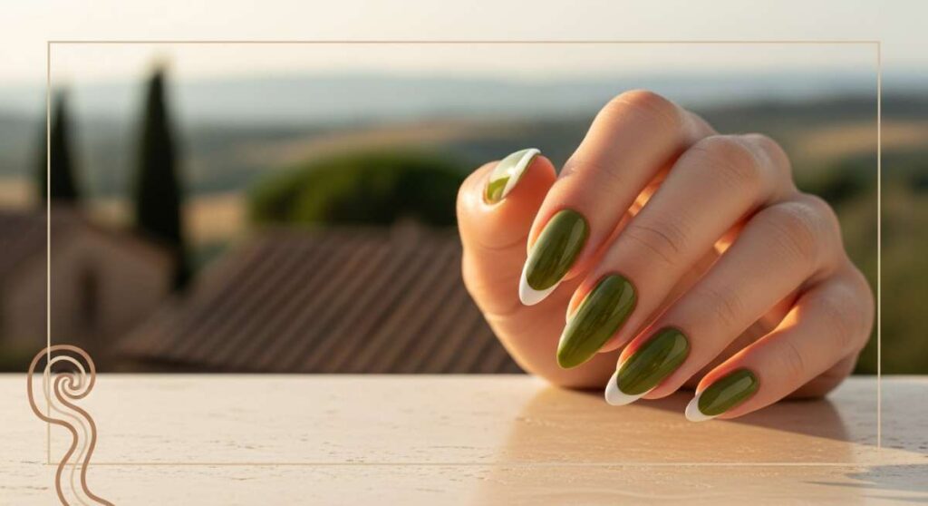 featured: olive green & french tips: the nostalgic tuscan mani trends you need