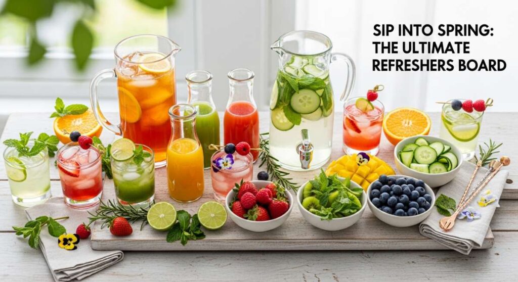 featured: sip into spring: the ultimate refreshers board for your next gathering