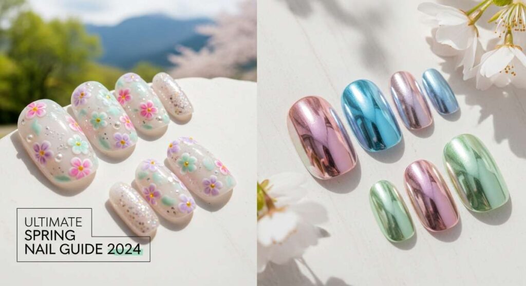 featured: the 2024 spring nail edit: from floral accents to chrome pastels
