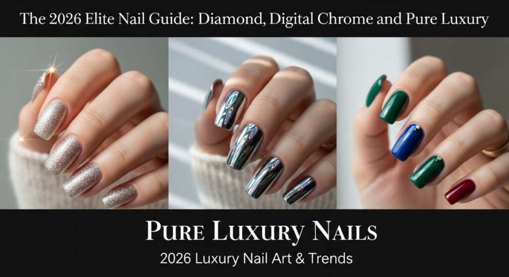featured: the 2026 elite nail guide: diamond dust, digital chrome, and pure luxury