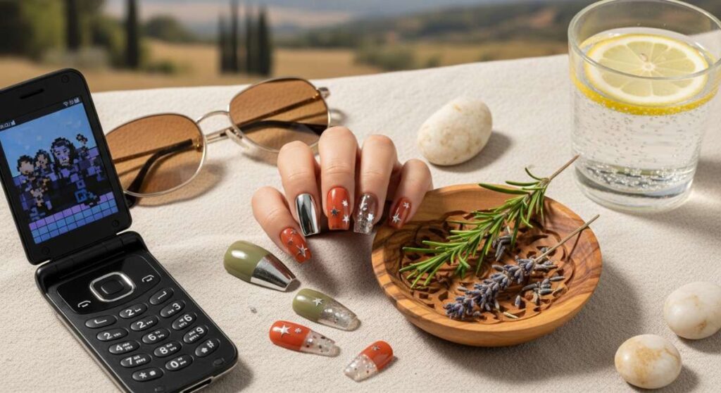 featured: the aesthetic fusion we're obsessed with: tuscan y2k nails