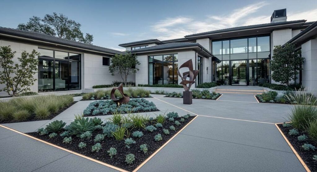 featured: the minimalist mansion: achieving a high end front yard aesthetic