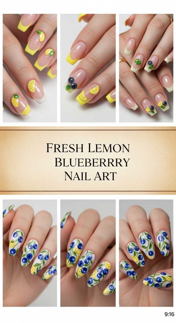 Fresh Lemon Blueberry Nail Art 69ee409d3351e