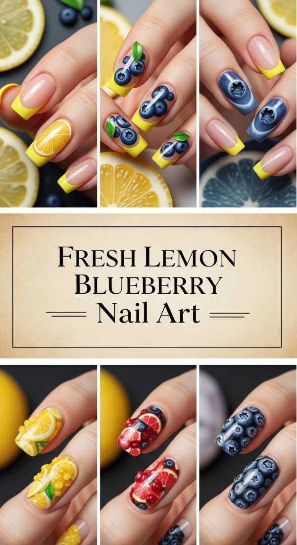 Fresh Lemon Blueberry Nail Art 69ee419e6d62a