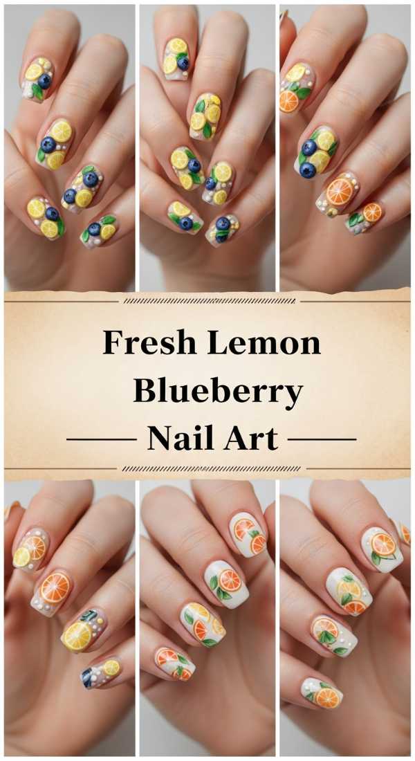 Fresh Lemon Blueberry Nail Art 69ef3ac298b2f