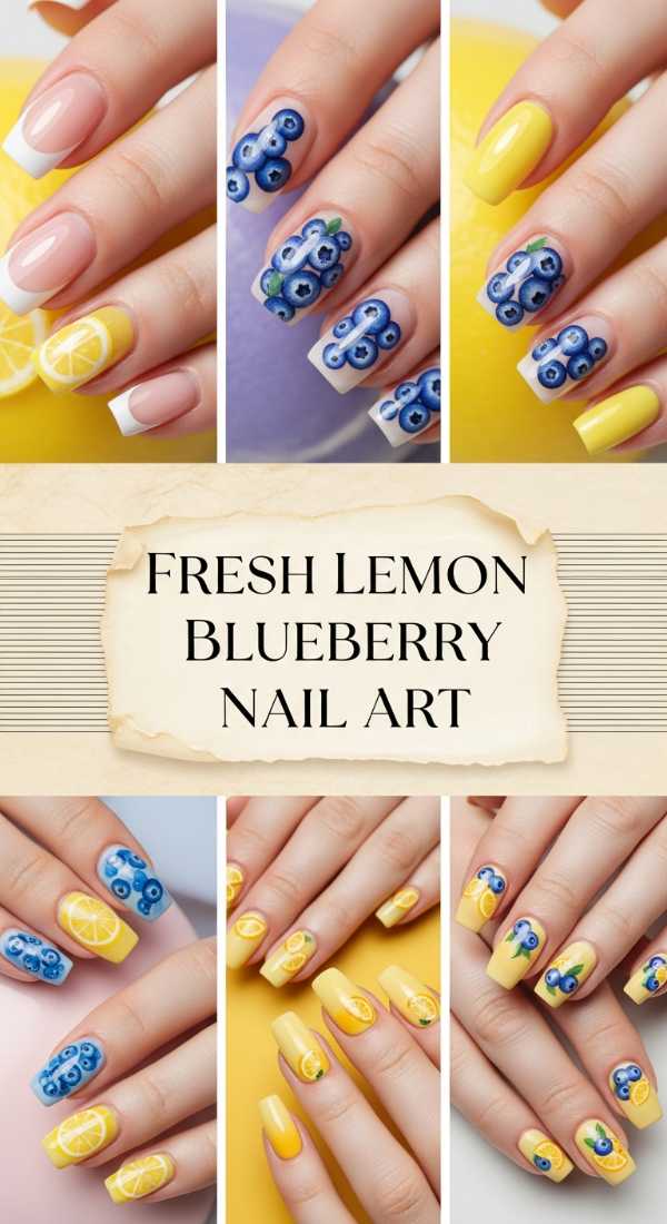 Fresh Lemon Blueberry Nail Art 69ef3c731eb47