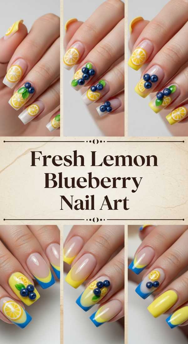 Fresh Lemon Blueberry Nail Art 69ef3c7df19ef