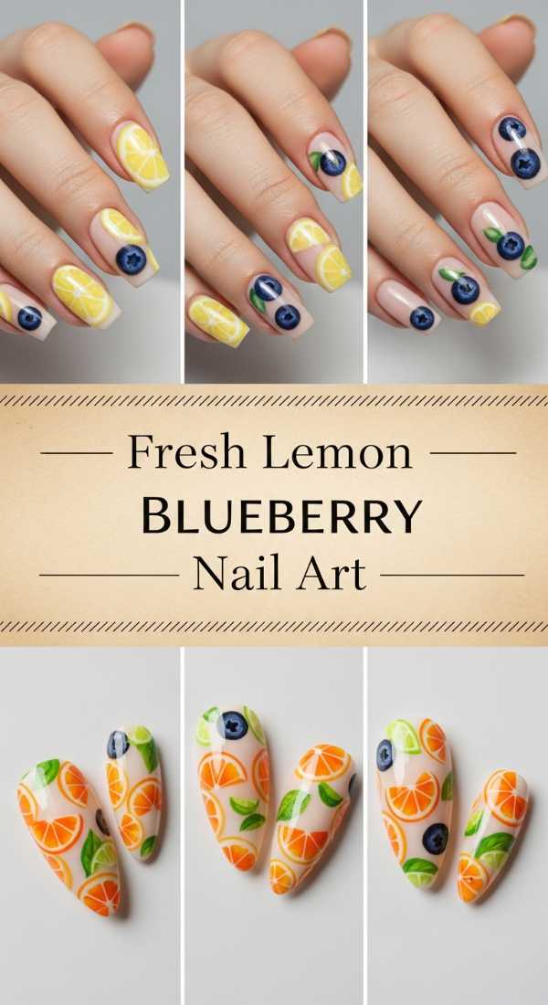 Fresh Lemon Blueberry Nail Art 69f0ca4243b47