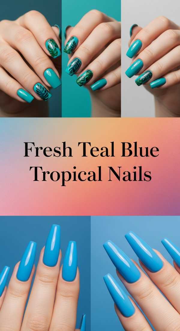 Fresh Teal Blue Tropical Nails 69f32b86c686a