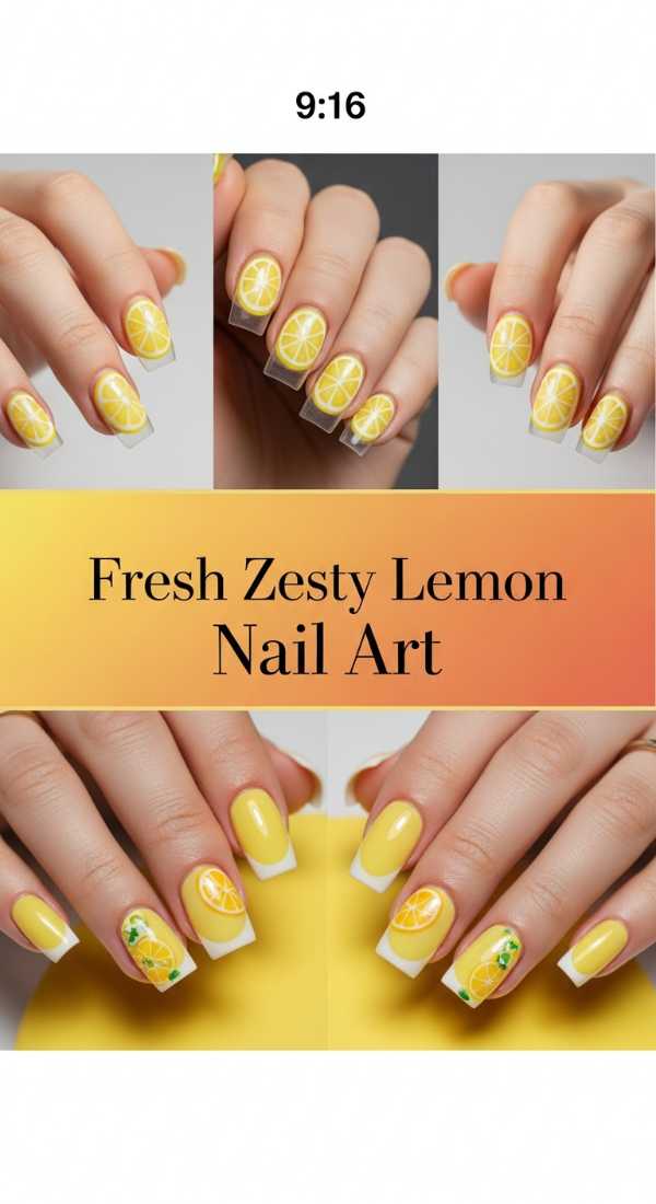 Fresh Zesty Lemon Nail Art 69ecf8759bff8
