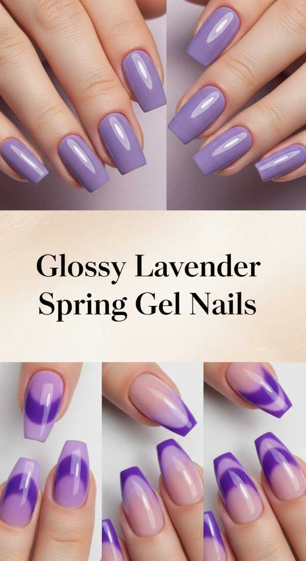 Glossy Lavender Spring Gel Nails 69ee4184993c7
