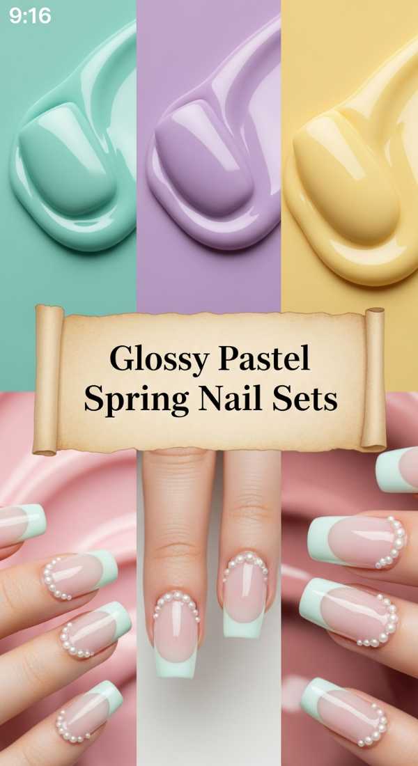 Glossy Pastel Spring Nail Sets 69ee408a58c06