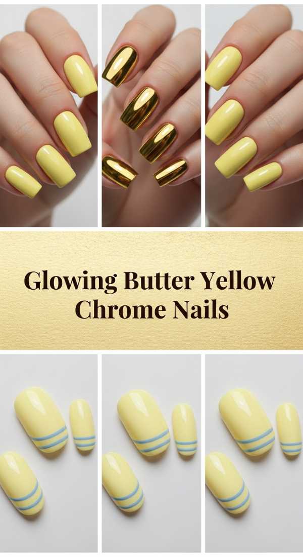 Glowing Butter Yellow Chrome Nails 69ef3c7e8dcc0