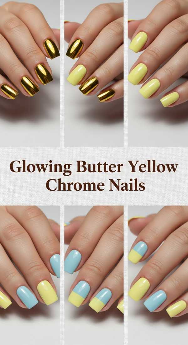 Glowing Butter Yellow Chrome Nails 69ef3c858e700