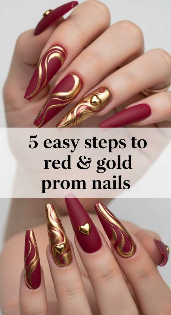 Golden Crimson Prom Nail Guide 69e31eee3e287