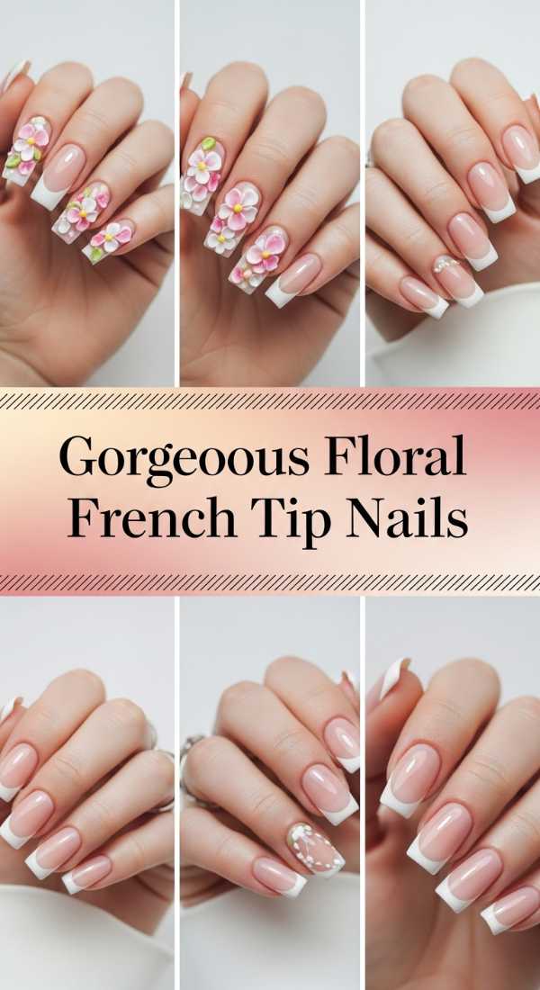 Gorgeous Floral French Tip Nails 69de45799f738
