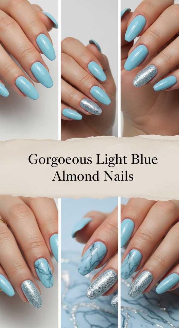 Gorgeous Light Blue Almond Nails 69ee5926bdb3c