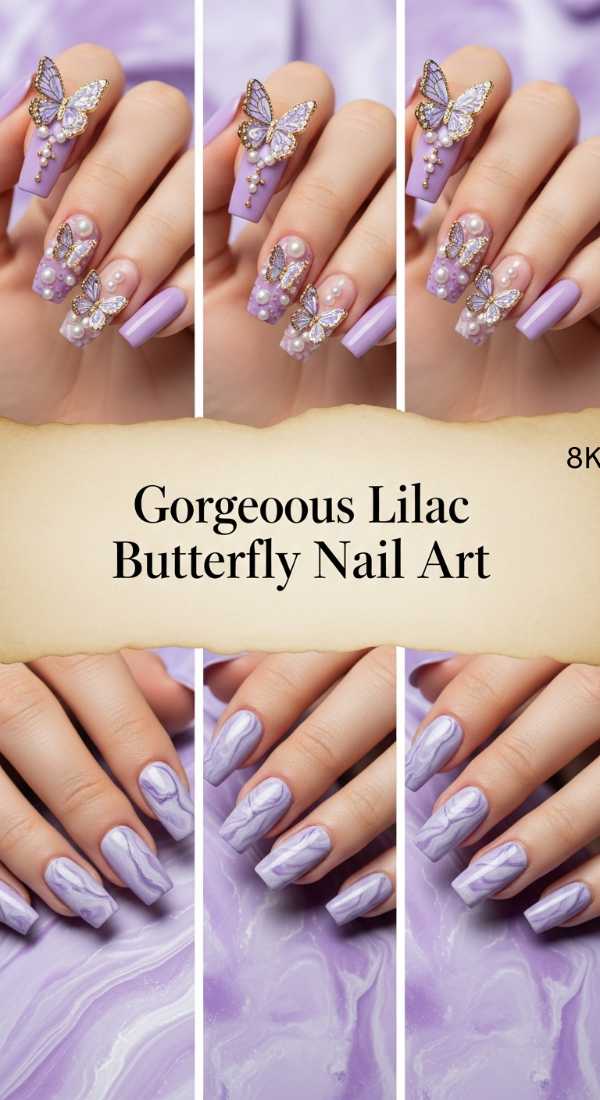 Gorgeous Lilac Butterfly Nail Art 69e5f3dd0cae4
