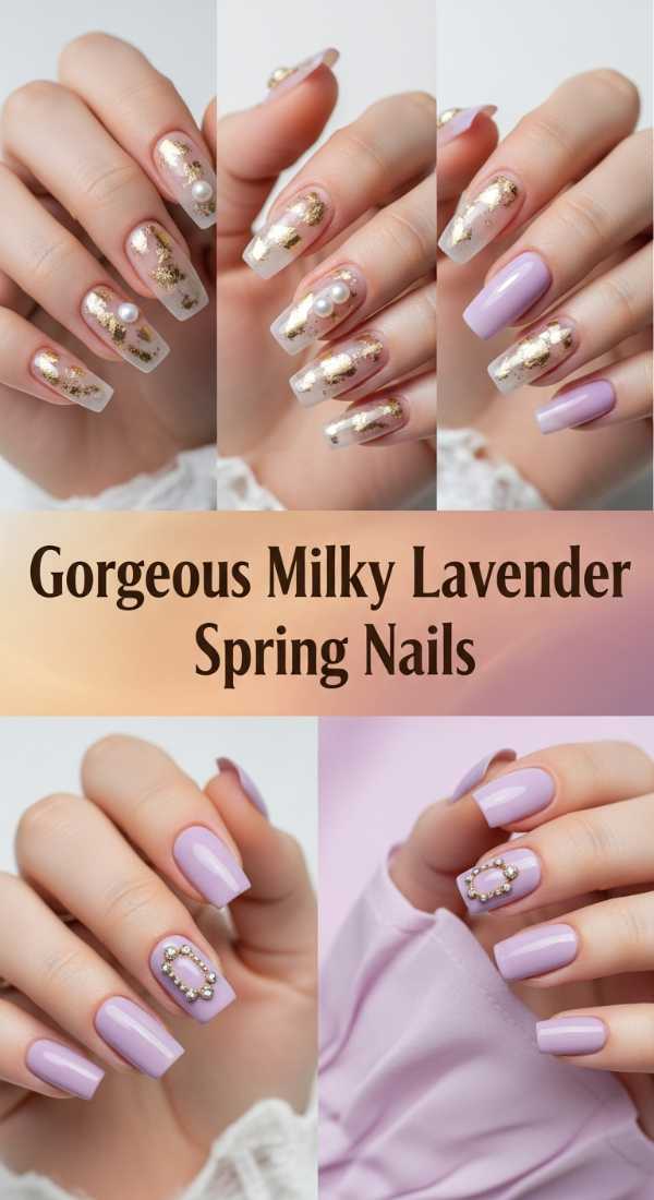 Gorgeous Milky Lavender Spring Nails 69f0cc46101ce