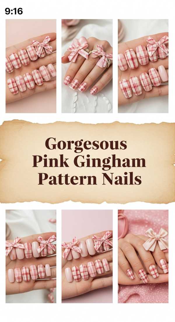 Gorgeous Pink Gingham Pattern Nails 69e4e4996b9ca