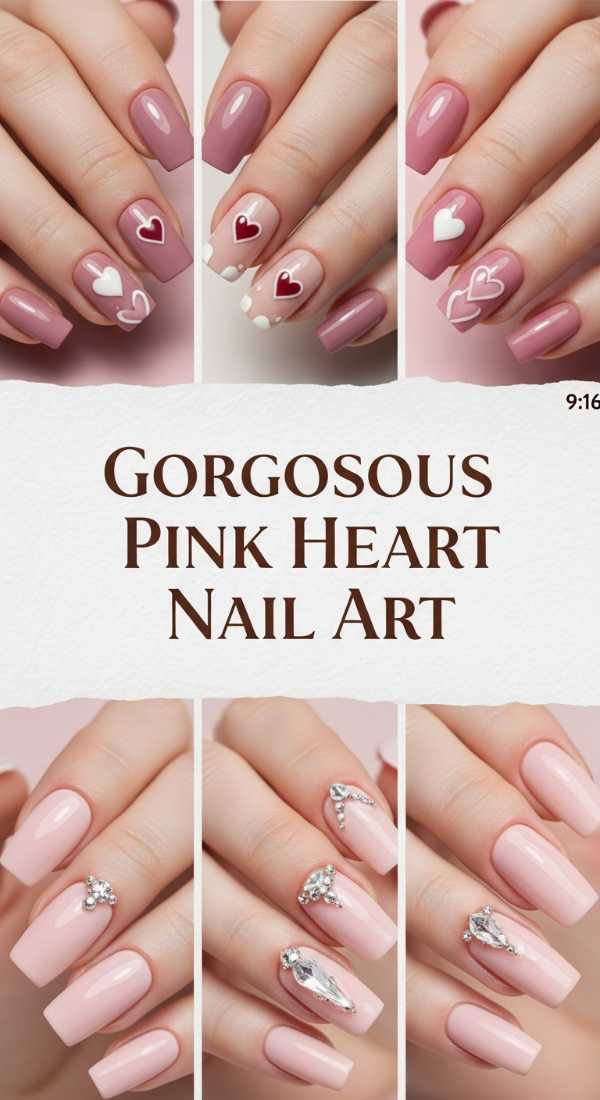 Gorgeous Pink Heart Nail Art 69f32b65413fe