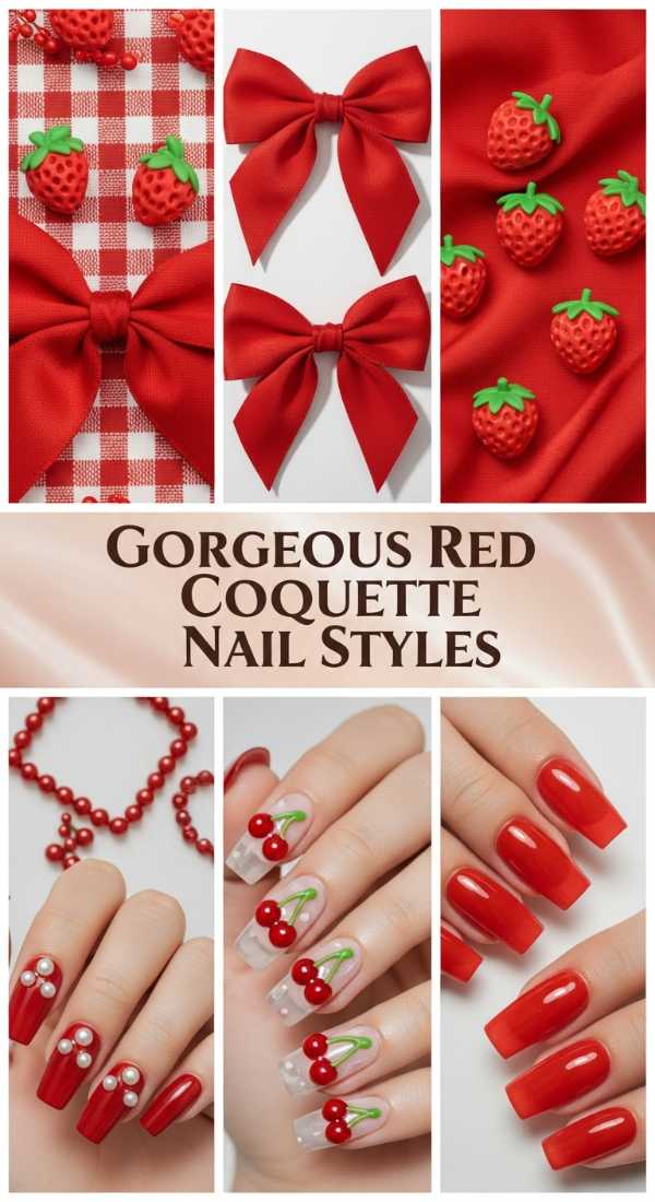 Gorgeous Red Coquette Nail Styles 69ecf74418ef3