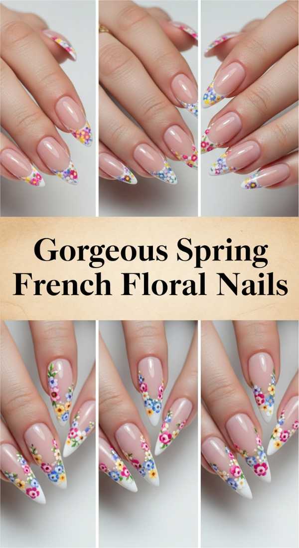 Gorgeous Spring French Floral Nails 69ee417b4ec78